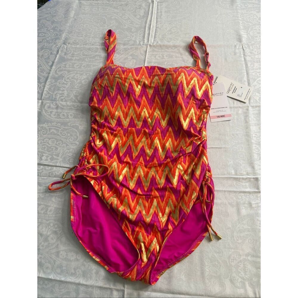 NWT Contours By Coco Reef Shapemaker Swimwear One Piece Swimsuit Size 16/40C